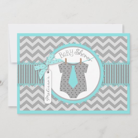 Invitation Baby shower d'impression de Chevron de cravate de (Devant)