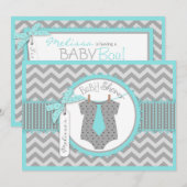 Invitation Baby shower d'impression de Chevron de cravate de (Devant / Derrière)