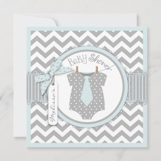 Invitation Baby shower d'impression de Chevron de cravate de (Devant)