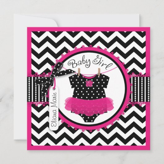 Invitation Baby shower d'impression de Chevron de tutu de (Devant)