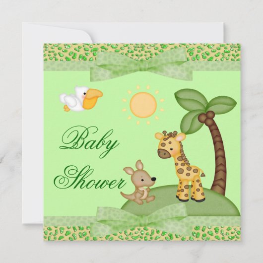 Invitation Baby shower d'impression de guépard d'animaux de (Devant)