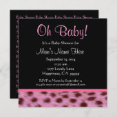 Invitation Baby shower d'impression de mignon noir blanc rose (Devant / Derrière)