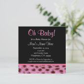 Invitation Baby shower d'impression de mignon noir blanc rose (Debout devant)