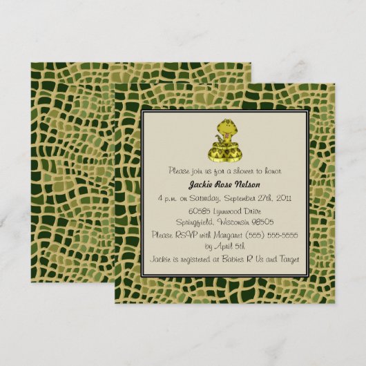 Invitation Baby shower d'impression de serpent (Devant / Derrière)