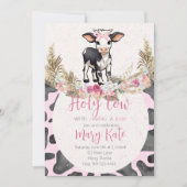Invitation Baby shower d'impression de vache rose Holy Cow (Devant)