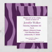 Invitation Baby shower d'impression de zèbre - pourpre (Devant / Derrière)
