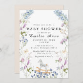 Invitation Baby shower d'impression douce couleur fleur sauva (Devant / Derrière)