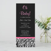 Invitation Baby shower d'impression en noir blanc rose Zebra (Debout devant)