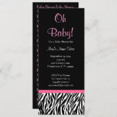 Invitation Baby shower d'impression en noir blanc rose Zebra (Devant / Derrière)