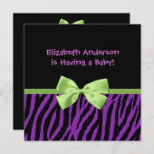 Invitation Baby shower D'Impression Et De Ruban Purple Zebra (Devant / Derrière)