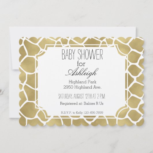 Invitation Baby shower d'impression Gold Giraffe (Devant)