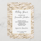 Invitation Baby shower d'impression Gold Zebra (Devant / Derrière)