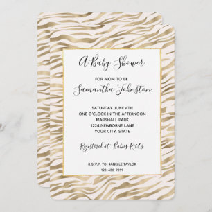 Invitation Baby shower d'impression Gold Zebra