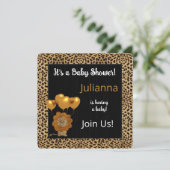 Invitation Baby shower d'impression Golden Cheetah (Debout devant)