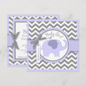Invitation Baby shower d'impression Lavender Elephant et Chev (Devant / Derrière)