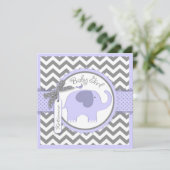 Invitation Baby shower d'impression Lavender Elephant et Chev (Debout devant)