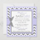 Invitation Baby shower d'impression Lavender Elephant et Chev (Dos)