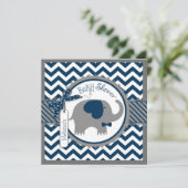 Invitation Baby shower d'impression Navy Elephant et Chevron (Debout devant)