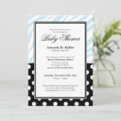 Invitation Baby shower d'impression noir Polka Dot Blue Zebra (Debout devant)