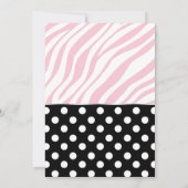 Invitation Baby shower d'impression noir Polka Dot rose Zebra (Dos)