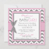 Invitation Baby shower d'impression Pink Elephant et Chevron (Dos)