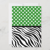 Invitation Baby shower d'impression Polka Dot Green et Zebra (Dos)