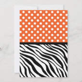 Invitation Baby shower d'impression Polka Dot Orange et Zebra (Dos)