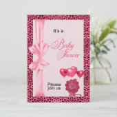 Invitation Baby shower d'impression rose Cheetah (Debout devant)