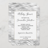 Invitation Baby shower d'impression Silver White Zebra (Devant / Derrière)