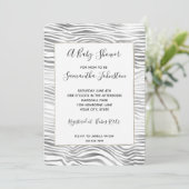 Invitation Baby shower d'impression Silver White Zebra (Debout devant)