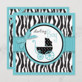 Invitation Baby shower d'impression Zebra et de transport de  (Devant / Derrière)