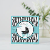 Invitation Baby shower d'impression Zebra et de transport de  (Debout devant)