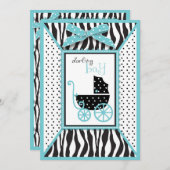 Invitation Baby shower d'impression Zebra et de transport de  (Devant / Derrière)