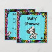 Invitation Baby shower d'impression Zebra & Funky Leopard & Z (Devant / Derrière)