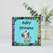 Invitation Baby shower d'impression Zebra & Funky Leopard & Z (Debout devant)