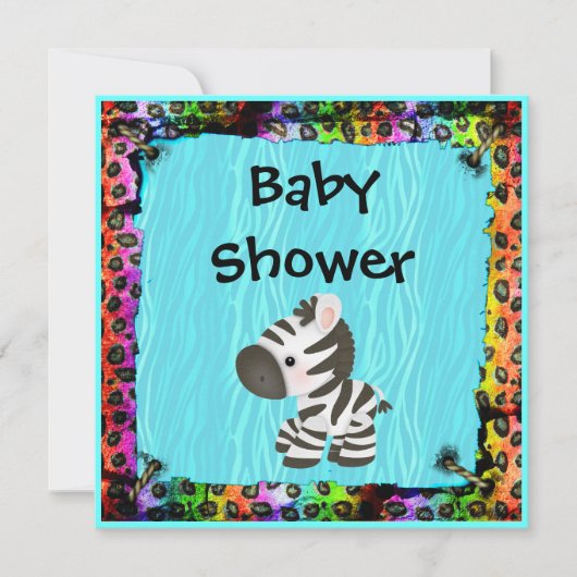 Invitation Baby shower d'impression Zebra & Funky Leopard & Z (Devant)