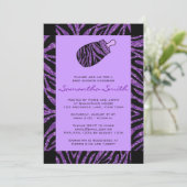 Invitation Baby shower d'impression Zebra noir et violet (Debout devant)
