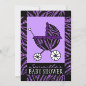 Invitation Baby shower d'impression Zebra noir et violet (Dos)