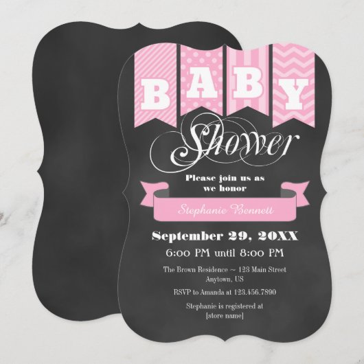 Invitation Baby shower d'indicateur de tableau de  (Devant / Derrière)