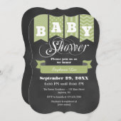 Invitation Baby shower d'indicateur Sage Green Chalkboard Inv (Devant / Derrière)