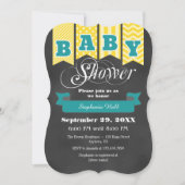 Invitation Baby shower d'indicateur Turquoise Jaune Invitatio (Devant)