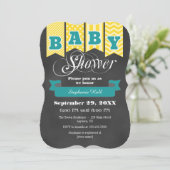 Invitation Baby shower d'indicateur Turquoise Jaune Invitatio (Debout devant)