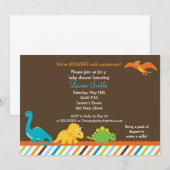 Invitation Baby shower Dino Dinosaur Boys (Devant / Derrière)