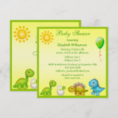 Invitation Baby shower Dino & Dinosaurs, nouveau bébé à l'écl (Devant / Derrière)
