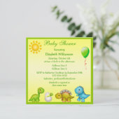 Invitation Baby shower Dino & Dinosaurs, nouveau bébé à l'écl (Debout devant)