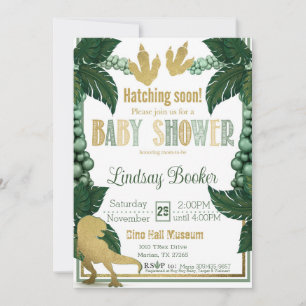 Invitation Baby shower Dino-Rific en or