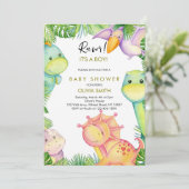Invitation Baby shower Dinosaur (Debout devant)