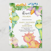Invitation Baby shower Dinosaur (Devant / Derrière)