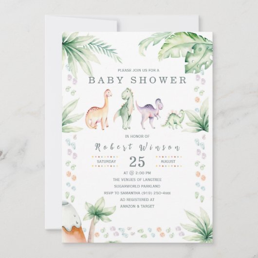 Invitation Baby shower Dinosaur (Devant)