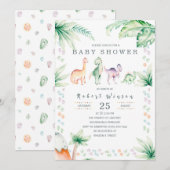 Invitation Baby shower Dinosaur (Devant / Derrière)